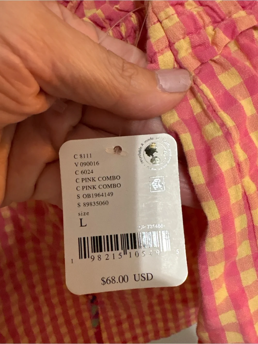 Free People Pink & Orange Gingham Ruffle Tie-Front Cami